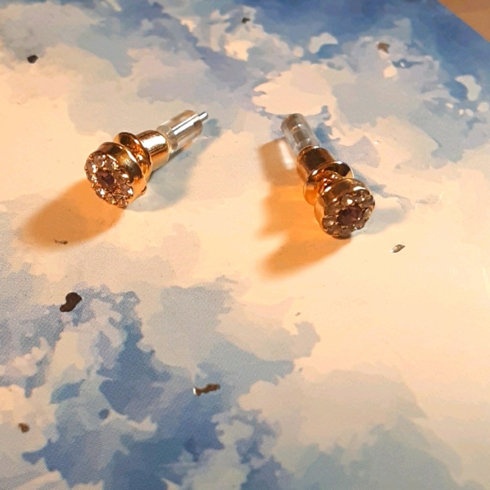 White and Pink Flower Stud Earrings